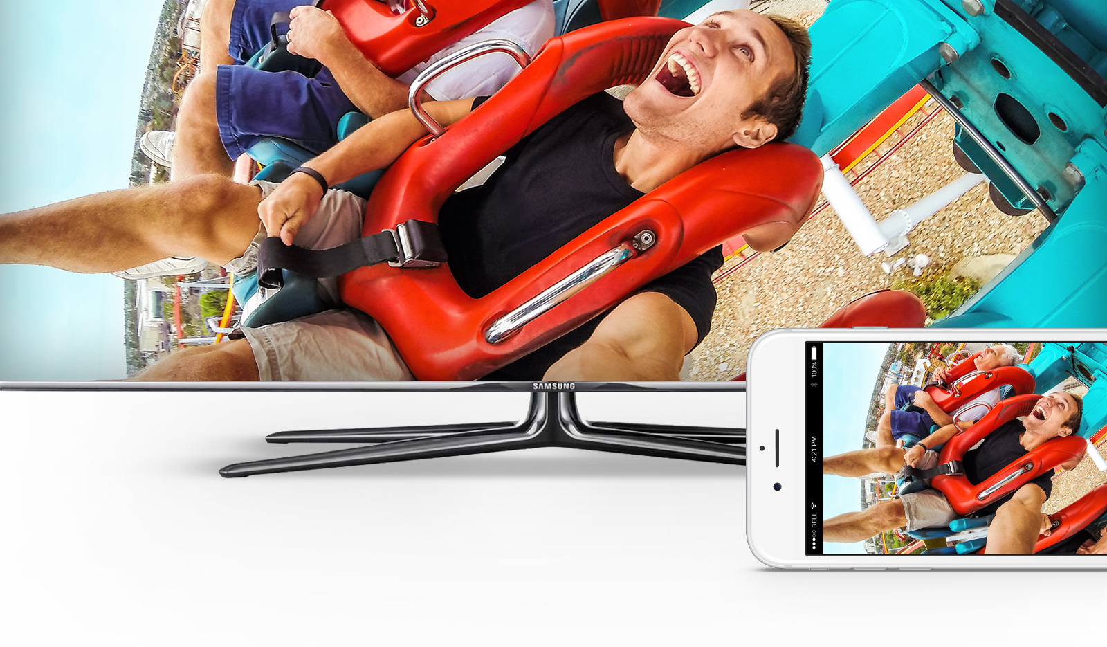 Use AirPlay to stream your GoPro video to your TV or home theater system with younity gopro video playing on phone and a tv