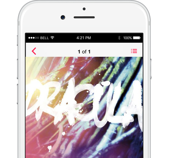 iPhone with Dracula album artwork on screen